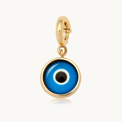 Little Words Project Women's Gold-Plated Evil Eye Charms Necklace - Dainty Neck Chain, Protection Amulet, Glass Detail, Lightweight Metal Coating, Removable Classic Charms & Pendants, Choking Hazard Small Parts Costume Jewelry