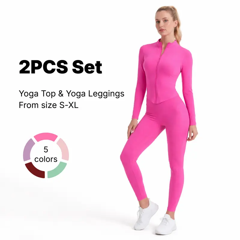 ETHKIA Workout Sets For Women Seamless Ribbed 2 Piece Crop Tank High Waist Leggings Yoga Set Outfit