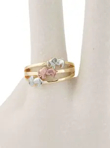 Three-Tone Gold Plated Ring with Elephants Available in Sizes #7 #8 #9 & #10 for Stylish Wear Woman Gift