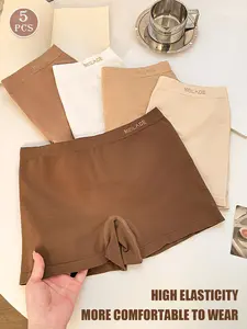 5-Pack Seamless Women's Shorts Set, Maillard Low-Rise Casual Style, Fitted, Multiple Colors, Belly-Friendly, Soft Skin-Friendly Fabric, Comfortable Wear