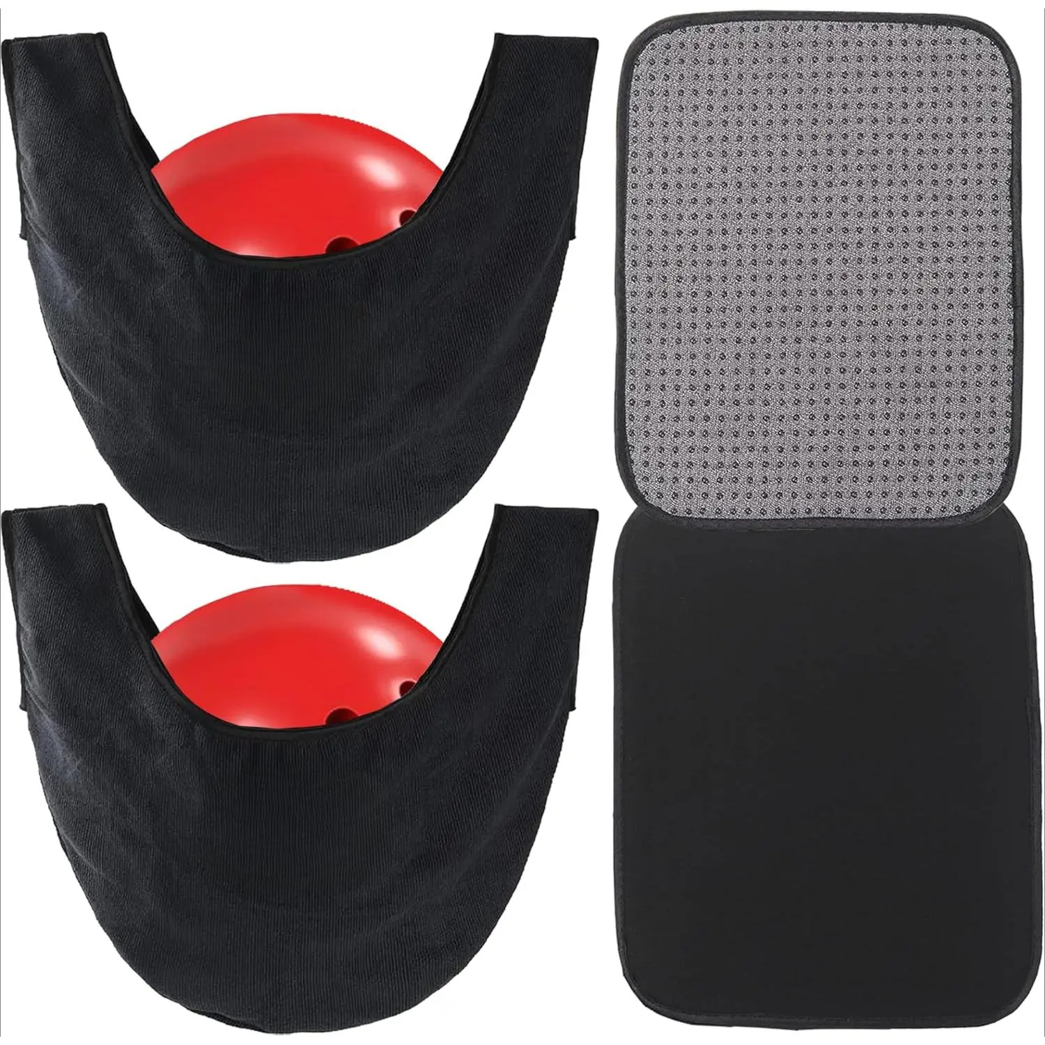 4-Pack Bowling Ball Cleaning Kit with 2 Microfiber Seesaw Polisher Bags & 2 10x8" Shammy Towels with Non-Slip Grip Dots for Secure Storage and Daily Use, Portable, Easy-Grip Dots, Bowling Ball Towel, Machine Washable, On-The-Go Convenience, Set