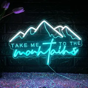 Take Me To The Mountains Neon Sign  Mountain Neon Sign Light for wall decoration, Anywin dimmable sunrise and sunset LED sign, with iceberg neon sign artwork suitable for living room, bedroom, game room hotel decoration, cool gift for friends and partners