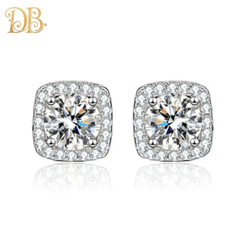 Comfort Earrings Zircon Six Claw Moissanite Earrings Square Earrings, Round Earrings Classic Six Claw Earrings Retro Earrings fall deal Gold Plated Gemstone Set fit daily wear comfort  ear  rings square stud earring