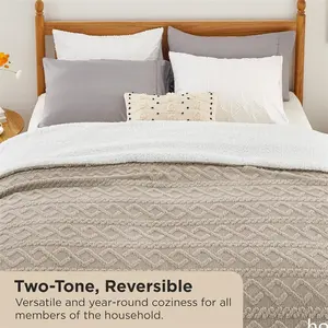 1pc Soft Shaggy Sherpa + Plush Sherpa Blanket Mist Gray Taffeta Solid Color Blanket, Ultra Soft and Fluffy Warm Throw for All Seasons, Perfect as a Bedroom Blanket, Sofa Cover, or Office Use, Ideal Camping Gear Double-Sided Warmth & Style, Soft Cozy Throw