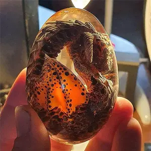 Dinosaur Egg Ornaments Crystal Transparent Dragon Egg Sculpture Resin Crafts Unique Gift for Home Office Decor Decoration Table