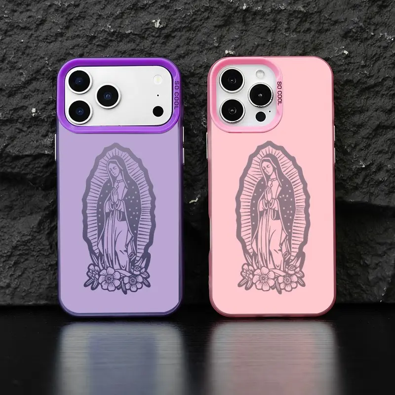 Virgin Mary Pattern Shockproof Drop-Proof Phone Case for iPhone 18 Pro Max 17Air 16 15 Plus 14 13 12 11 XR XS & for Galaxy S25 S24 S23 Fe S22 Plus Ultra, Durable Universal Fit Smartphone Cellphone Casing,Faithful Fashion Cute Accessories Gift JL46
