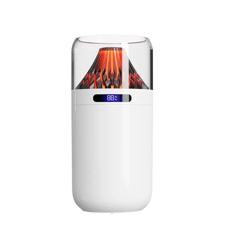 Modern Volcanic Form Air Humidifier - Wireless Cordless USB-Powered Rechargeable, Silent, Digital LED Display, Night Light, Essential Oil Compatible, Adjustable Mist, Small Size Space-Saving Compact Portable for Travelers, Car Air Hydration