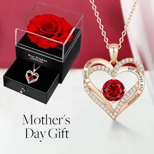 Best-selling popular twelve birthstone double-layer heart-shaped pendant necklace for women, fashionable and versatile collarbone chain