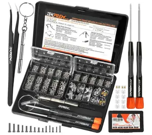 TEKPREM Magnetic Eyeglass Repair Tool Kit, Eye Glasses Repairing Screwdriver Set with Compatible Eyeglass Screws,Silicone Nose Pads,Tweezer,Small Screwdriver for Eyeglasses,Sunglasses and Nose Pads