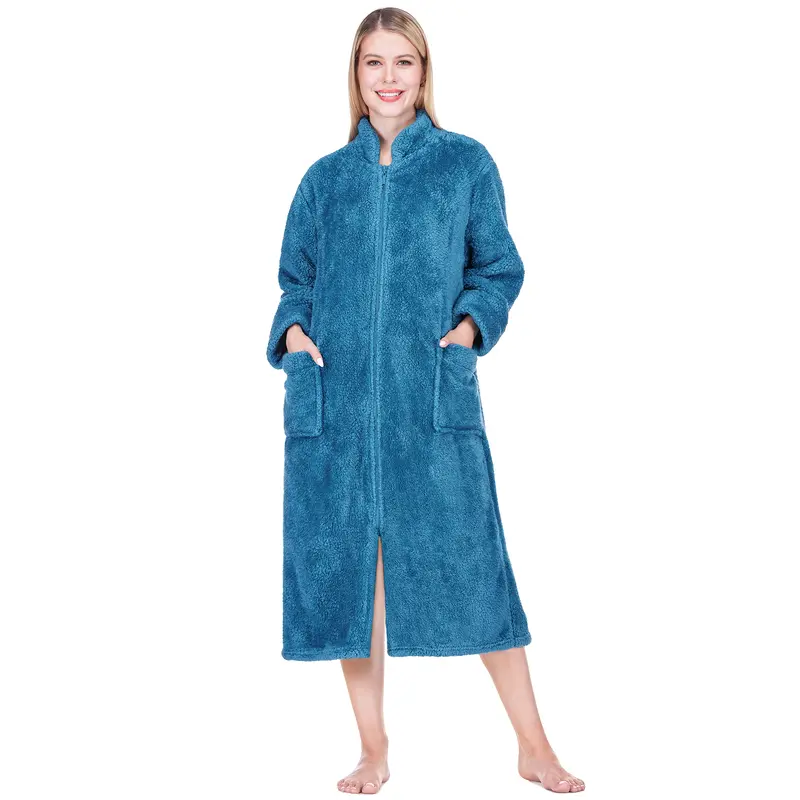 knee length dresses for ladies Women's Warm Fleece Sherpa Robe with Hood, Long Plush Hoodie Sherpa Bathrobe