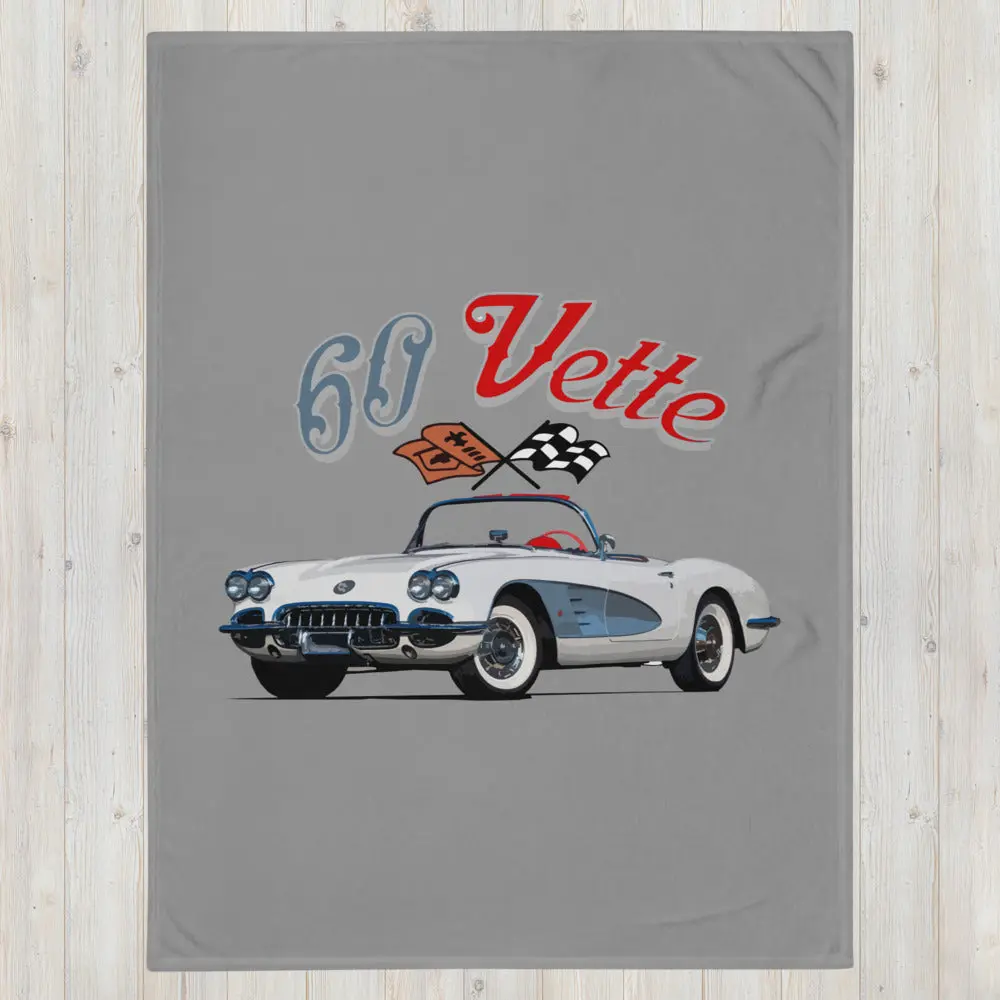 1960 Corvette Convertible C1 American Classic Car Throw Blanket
