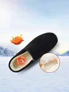 Men's Handmade Winter Warm Casual Shoes, Fleece Lined Insulated Cowhide Sole, Thick Cotton Safety Work Boots for Elderly