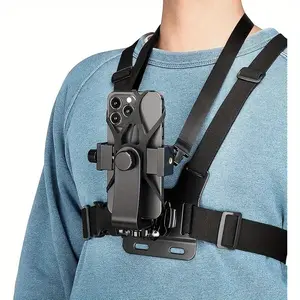 A Universal Adjustable Chest Strap Suitable for Cycling, Kayaking, Fishing, And Skateboarding - Compatible with Iphone, Samsung, Gopro, Insta360, And DJI Action Cameras, Ideal for POV/VLOG Recording, Made of ABS Material