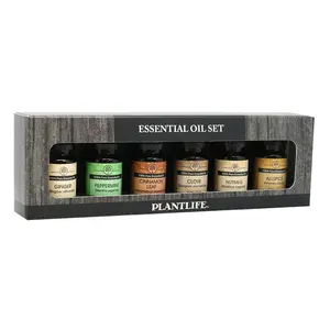 Plantlife Holiday Essential Oil 6‑Pack – Ginger, Peppermint, Cinnamon, Clove, Nutmeg & Allspice (10 ml Each)