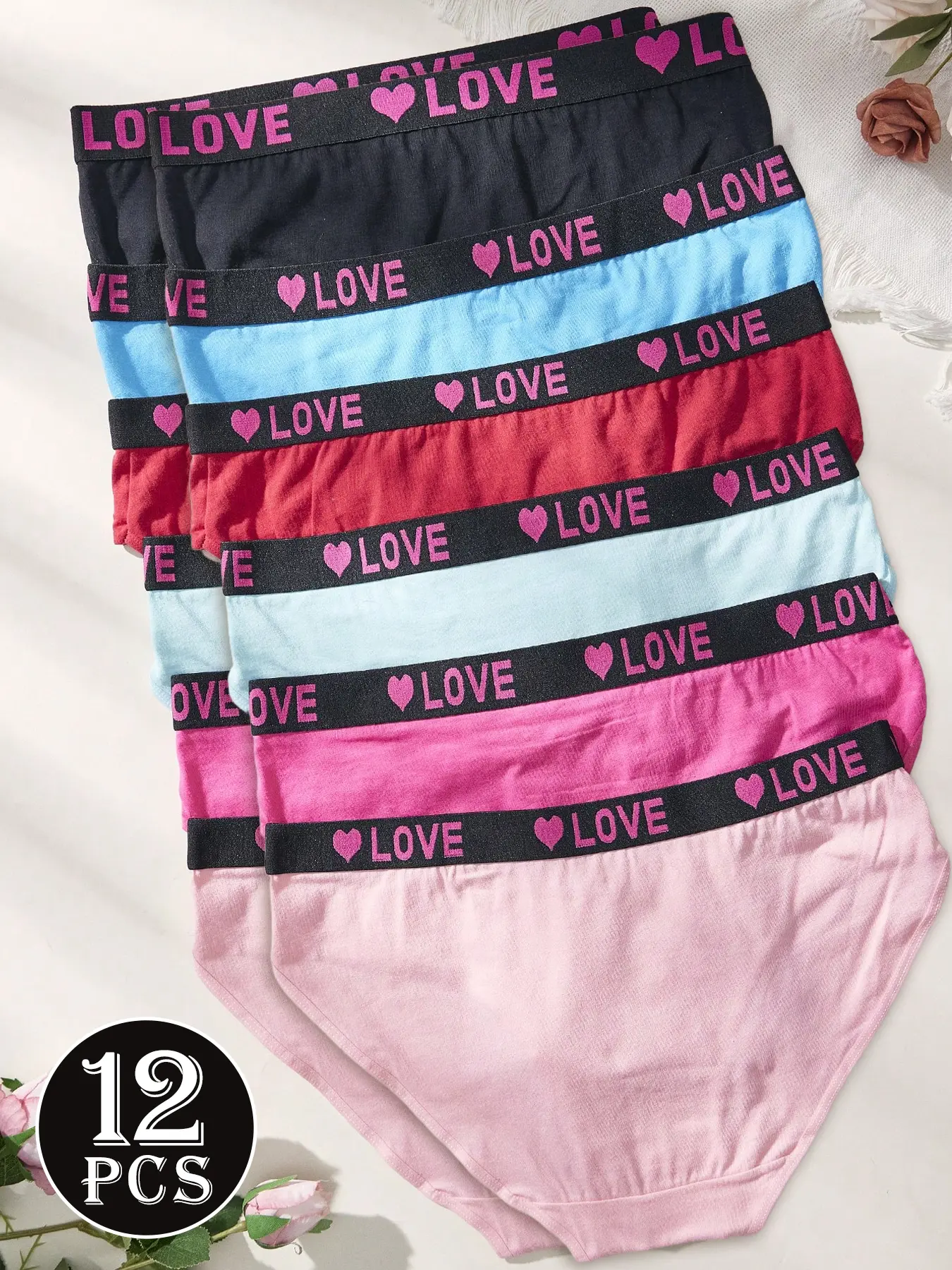 Women's Cotton Underwear 12-Pack, Multicolor Low-Waist Cheeky Hipster, Breathable High-Cut Fade-Resistant Panties for Everyday Wear, Multicolor Panty, Women Cotton Underwear, Underwear For Women