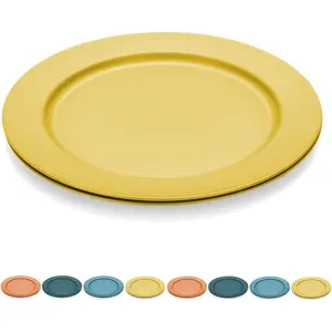 10 Inch Large Plastic Plates 8 Pieces, Dishwasher Safe, Unbreakable And Reusable Light Weight Dinner Plates Microwave Safe BPA Free (Gold Yellow)