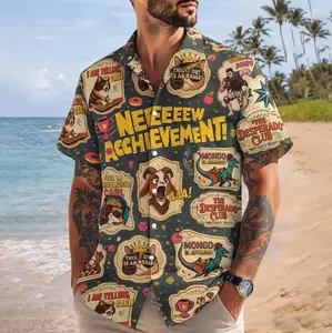 Achievement Dungeon Crawler Carl Hawaiian Shirt, Fantasy DnD For Gamers Shirt, RPG Lover Gift Hawaiian, Mythical Dragons Button Up Shirt
