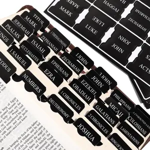 Black Bible Tabs for Men | 66 Printed Scripture Index Tabs (Old & New Testament) + 24 Blank Customizable Tabs | Easy-Read Paper Chapter Markers for Bible Study