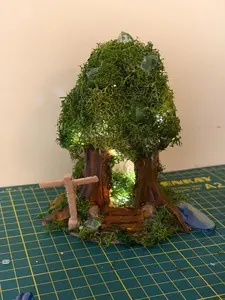 Handmade Moss Fairy Tree House - Enchanted Cottagecore Sculpture