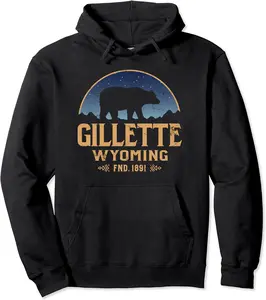 Gillette Wyoming WY Bear Wildlife & Mountains Pullover Hoodie - Jesusmissa Shop 96B0BHL389LQ