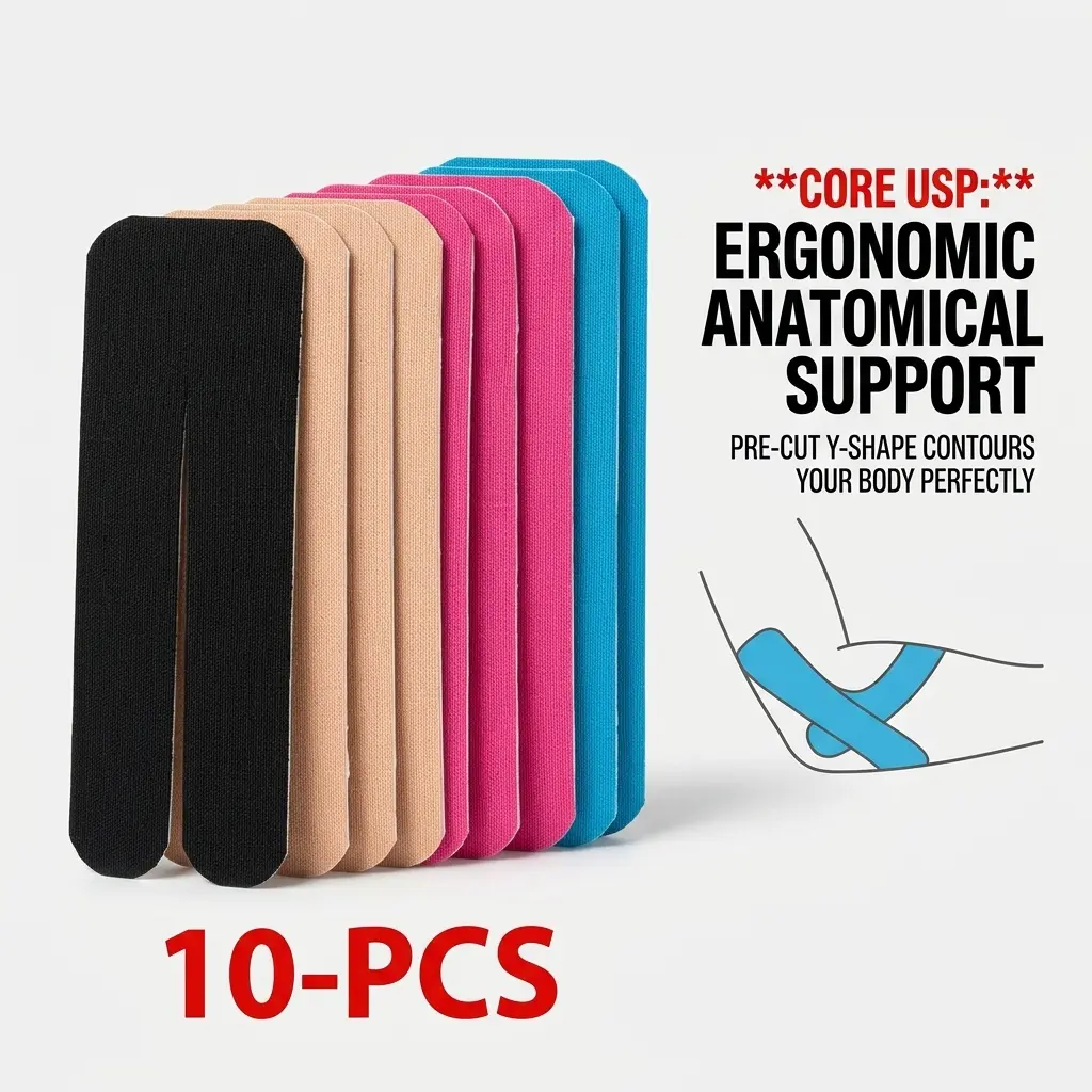 summerwins Kinesiology Tape (10PCS) for Adults - Waterproof, Anatomical, Ergonomic, Elastic, Breathable Athletic Tape for Sports, Knee & Ankle Support, Pain Relief, Running, All Seasons, Elastic Sports Tape