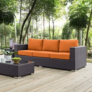 Modway Convene Outdoor Patio Sofa in Espresso Orange