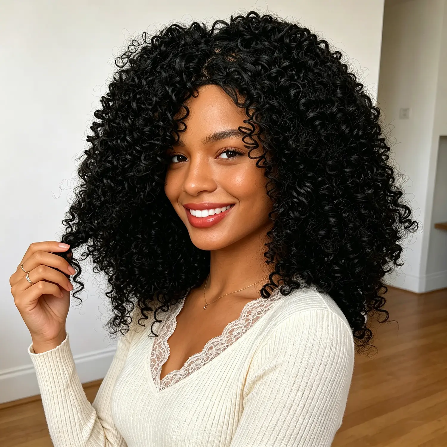 Short Kinky Curly Afro Wig for Black Women | Full & Fluffy Synthetic Wig with Bangs - Perfect for Daily Wear or Work
