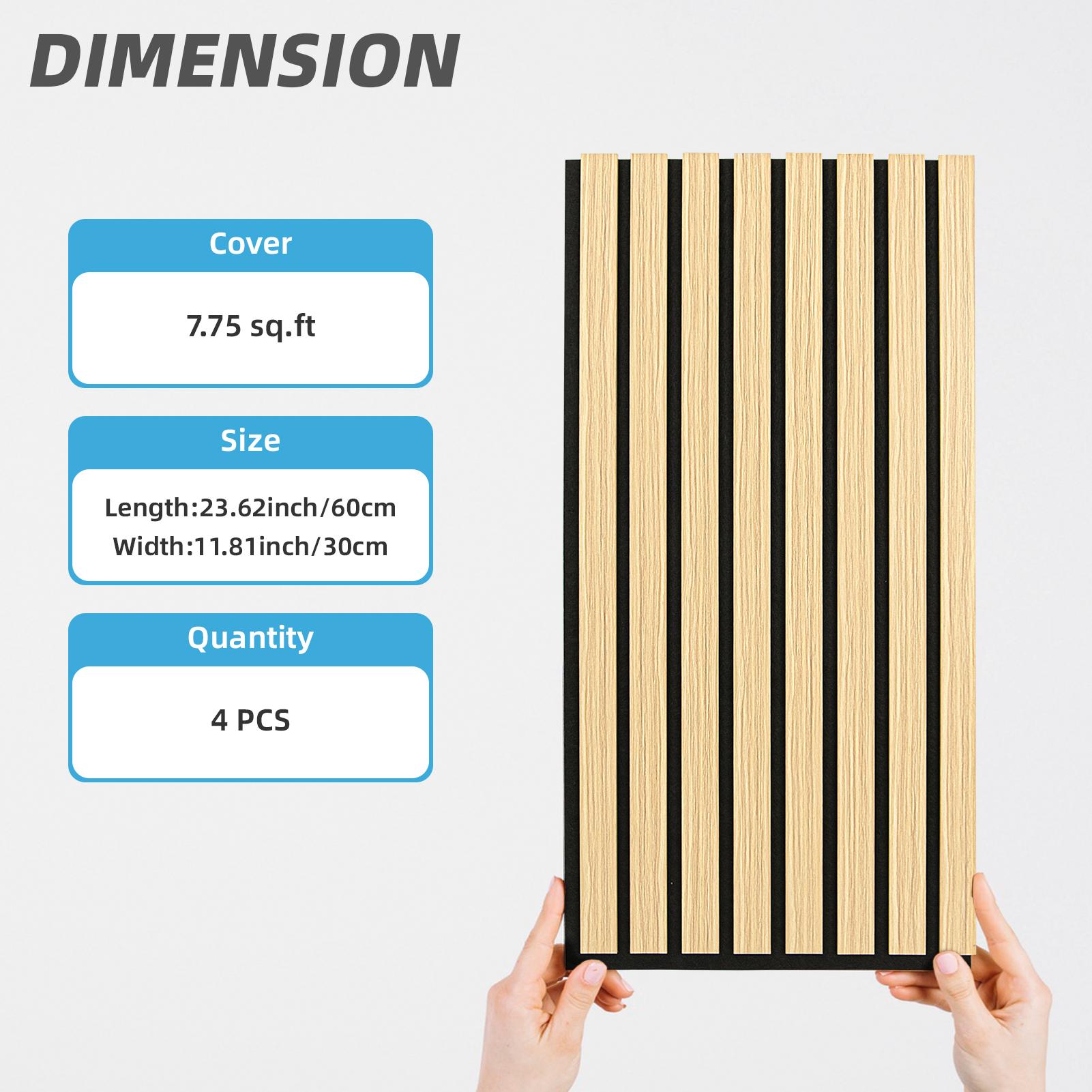 【New】Art3d 4-Pack Lightweight MDF Wood-Look 3D Wall Panels, DIY Decor Panels, 24" x 12",Covers 8 Sq.Ft., Acoustic Grille Panels