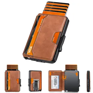 Men's RFID Blocking Wallet - Slim Leather Bifold with Pop Up Card Holder & Money Clip| Front Pocket Essential (Carbon Fiber Black)