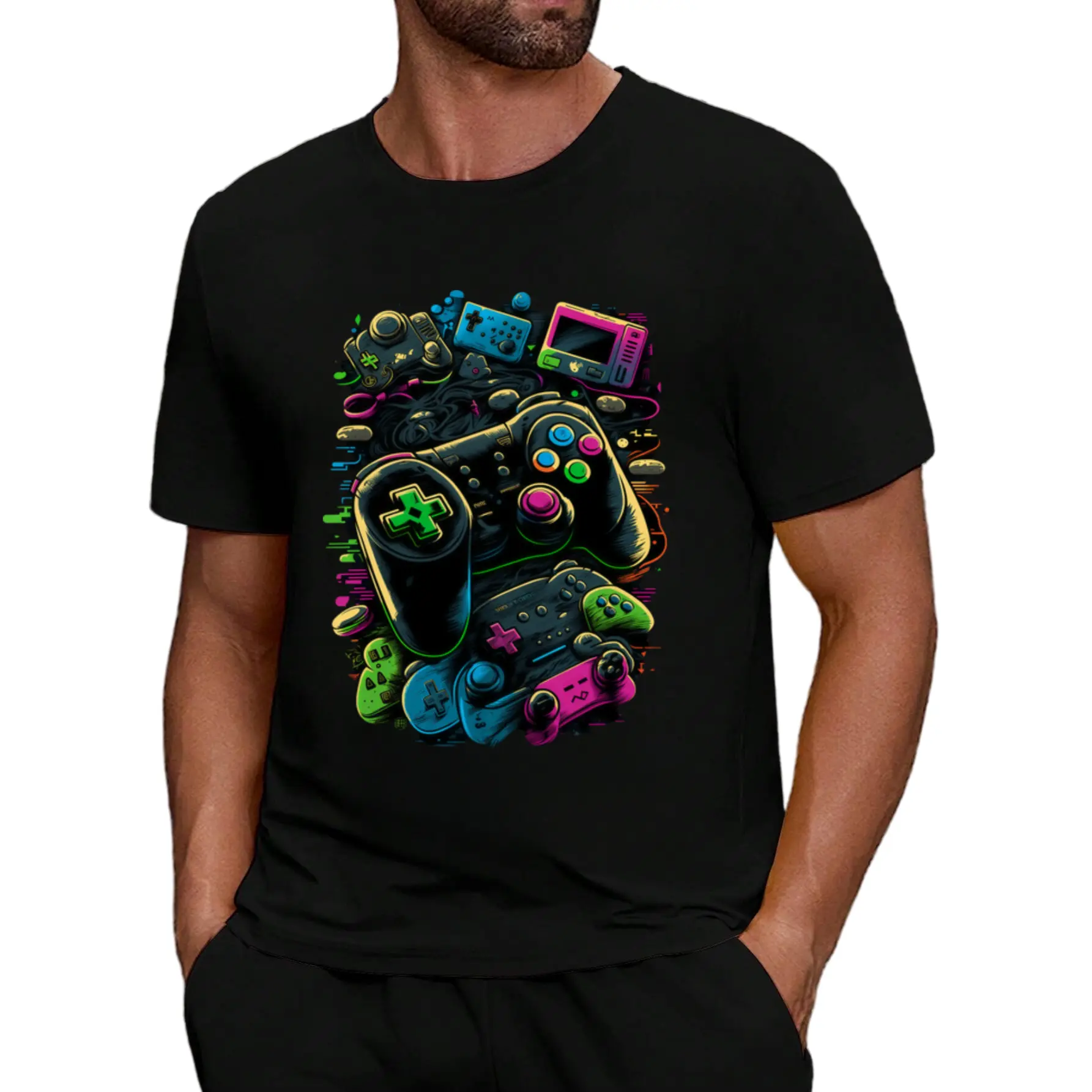 Men's & Unisex Control Gamer T-Shirt - Retro Video Game Controller Graphic Tee with Iconic Controller Design, Comfortable Casual Fit for Casual Attire & Gaming Sessions, Machine Washable Short Sleeve Shirt