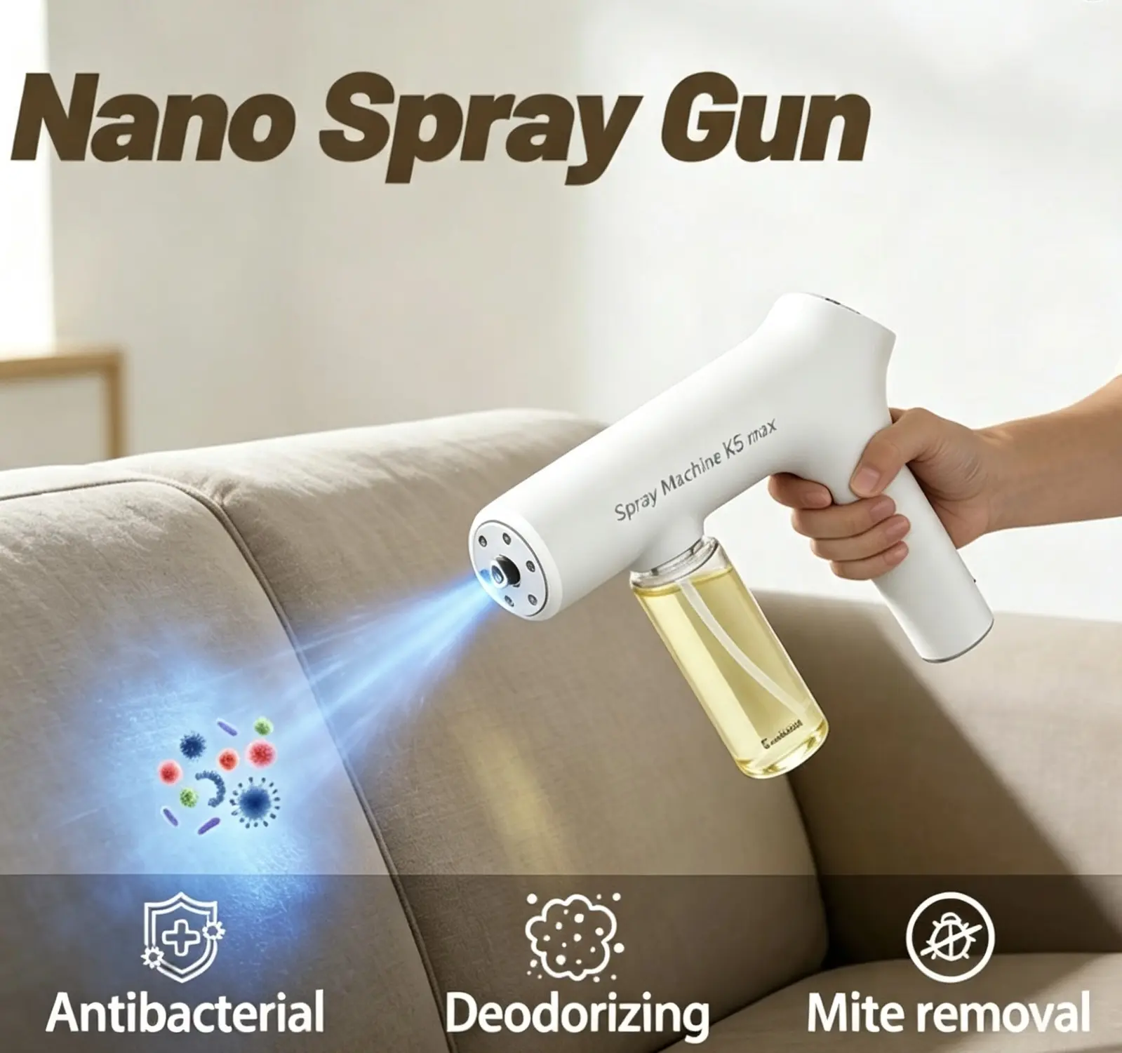 Nano Blue Light Probiotic Deodorizer, indoor odor removal, pet deodorant. Bio-enzymes break down urine, disinfect and deodorize, Plant-extracted, safe and non-toxic for pets, Floral scent Air Freshener Spray