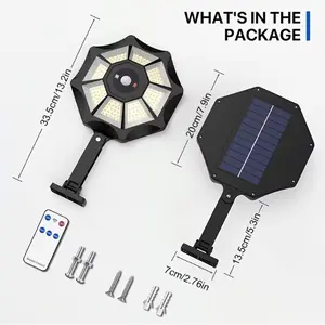 2pack Solar Street Light Outdoor 3 Modes LED Motion Sensor Security Wall Lamp for Garden Street Yard Fall Porch Decor IP65 Waterproof with Remote Control