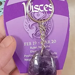 Pisces Zodiac Amethyst Keychain