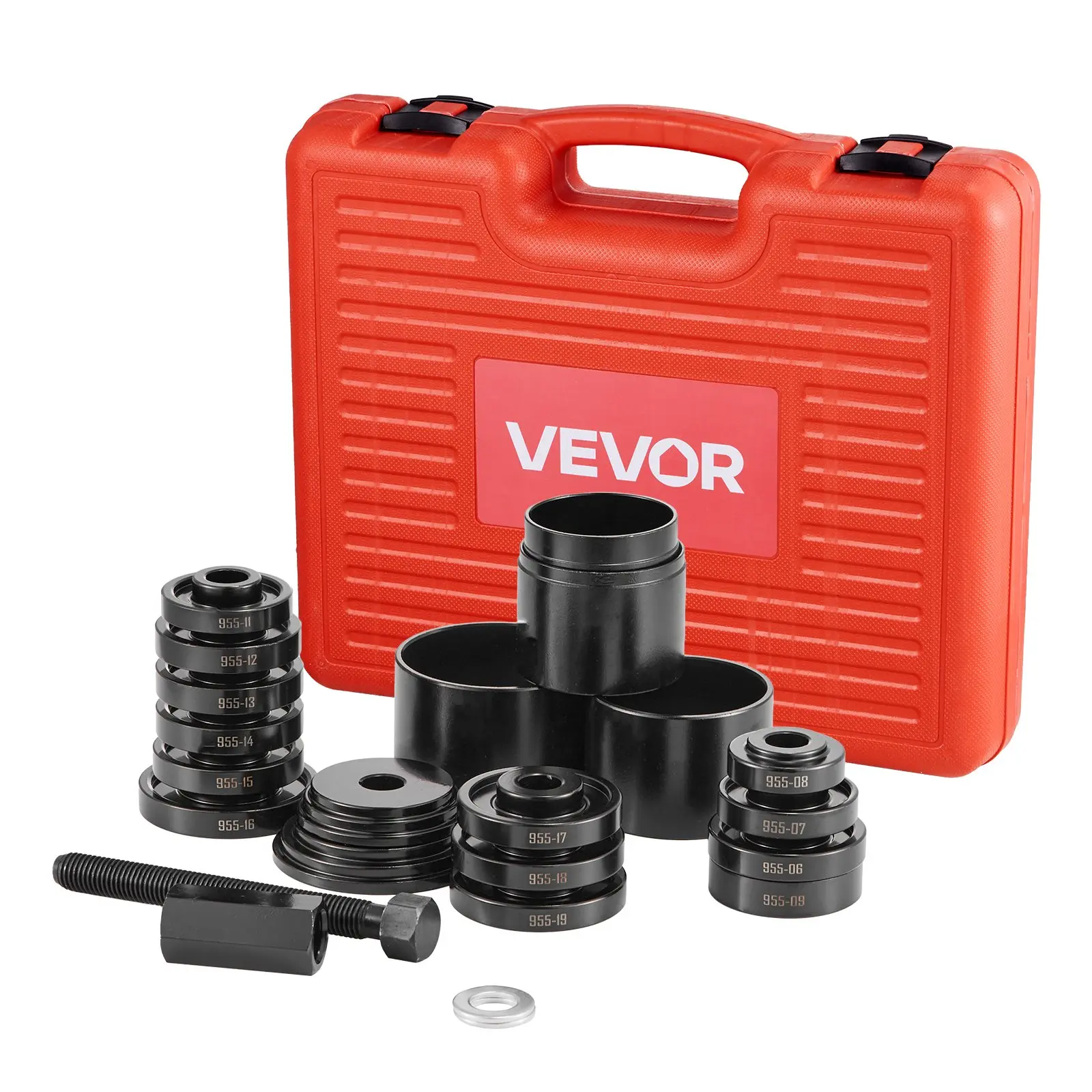 【Summerfinds】VEVOR 23-Pcs Wheel Bearing Press Kit (LX1005 Model) - High-Hardened Steel FWD Puller Tools with 2.2 in to 3.5 in Multi-Sizes, Sliding Screw, Bushings, Sleeve Plates, Oil-Resistant Rust-Proof Coat, 3/4 in Nut, 22.9 lbs Storage Case for FWD Veh
