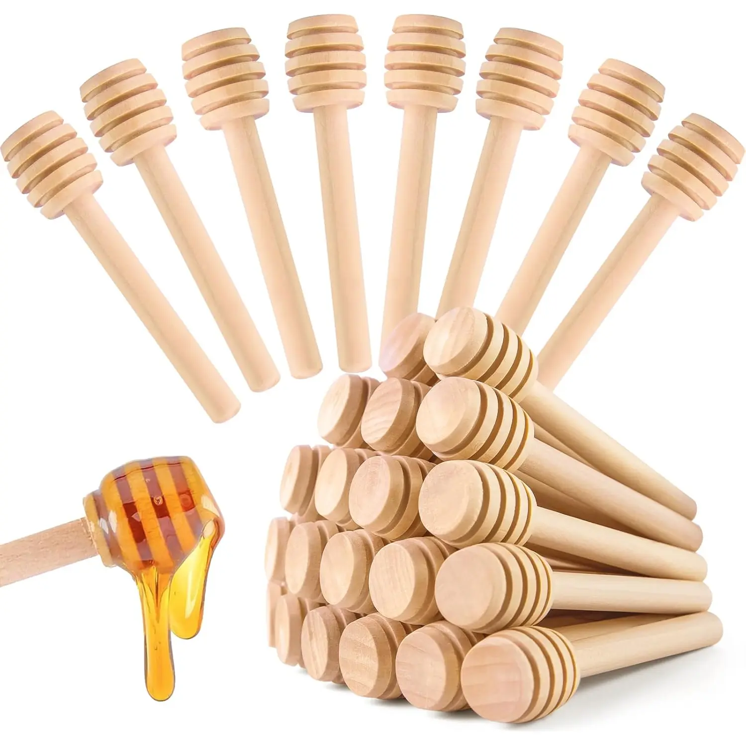 HANSGO 20PCS Wooden Honey Dipper Sticks, 3 Inch Honeycomb, Mini Honey Spoon Wand for Jar and Dispenser, Top off Cupcake, Themed Baby Shower, Bridal Party Favors HANSGO
