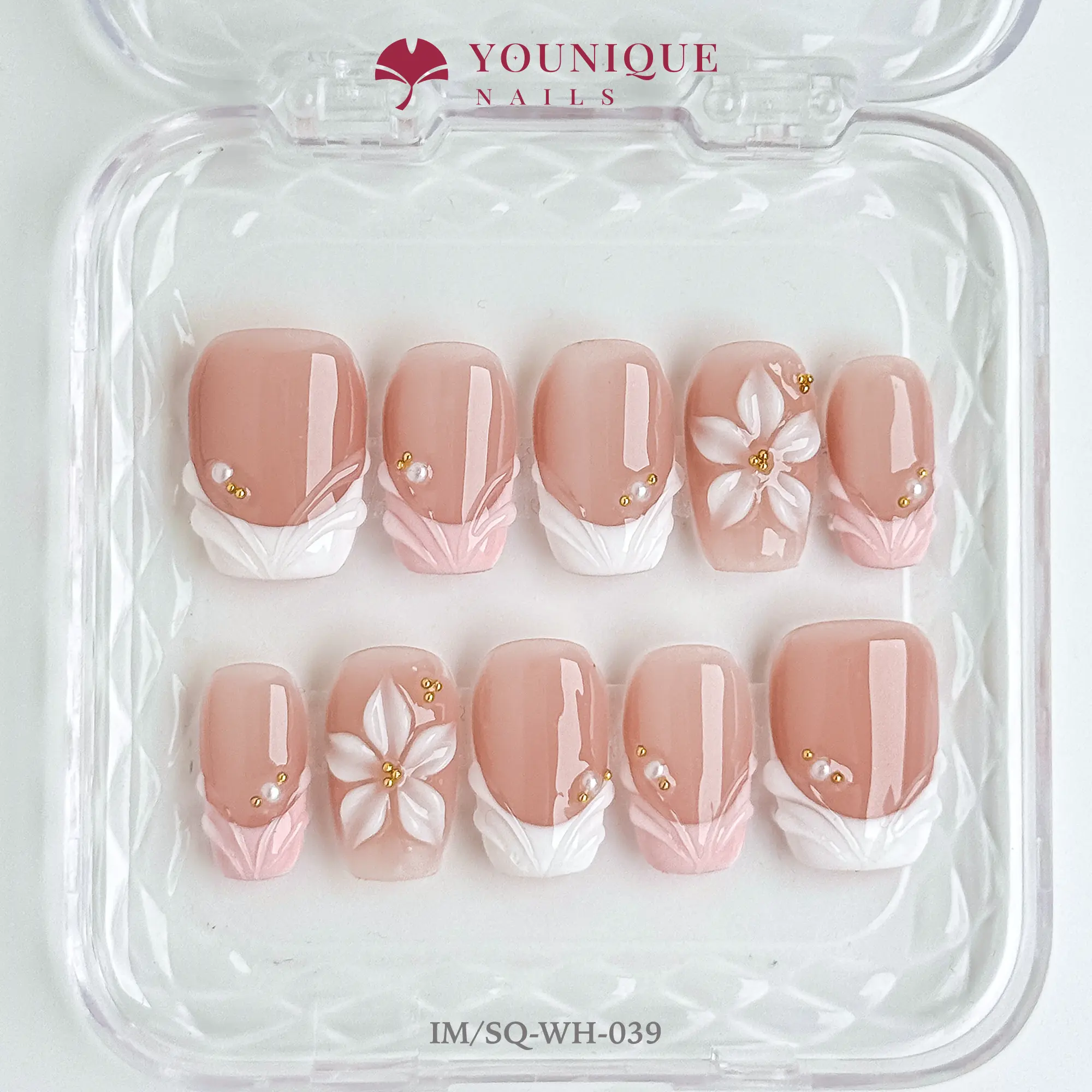 Younique Press-On Nails, 10PCS 100% Handmade Multicolor 3D Acrylic Stylish Reusable Nail Art Decorations & Accessories