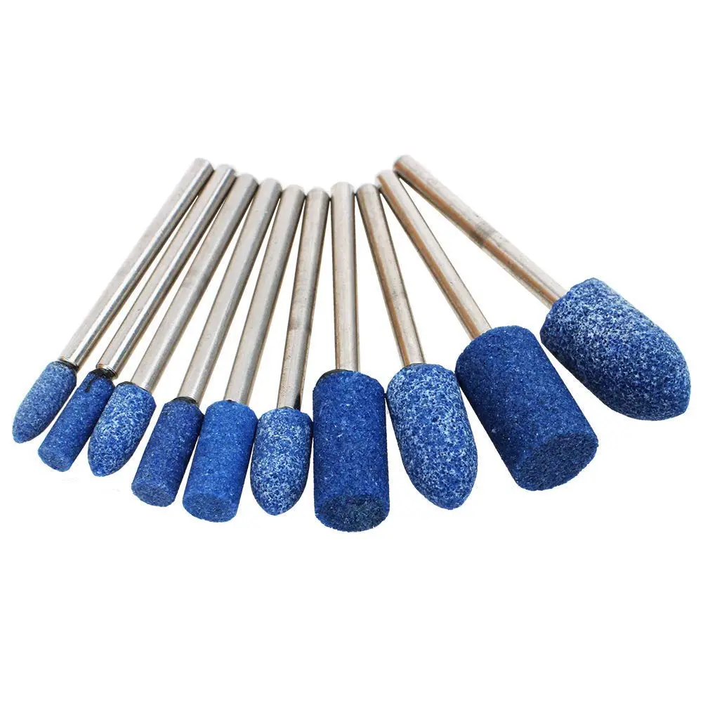 10 Pack Rotary Tool Sanding Bits,Abrasive Mounted Stone Grinding Bits 1/8" Shank, Sanding Drill Bit Set for Grinding, Polishing, Deburring Ferrous Metal