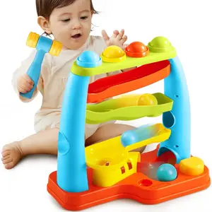 Ball Drop Toy for Toddlers 1-3 Track Stacking Montessori Learning Toy Pound a Ball with Hammer, Early Developmental Christmas Birthday Gift