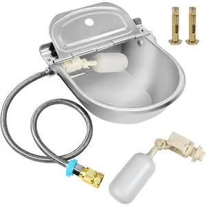 Automatic Water Dispenser for Dog, Stainless Steel Dog Water Bowl Dispenser with 2 Float Valves