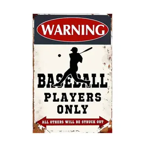 Baseball Tin Sign, Vintage Sports Wall Decor, Baseball Player Warning Poster, Boys Baseball Gift, Ideal Man Cave Decor, Sports Wall Art for Home, Bar, or Pub (8×12 inch) Aluminium Decoration