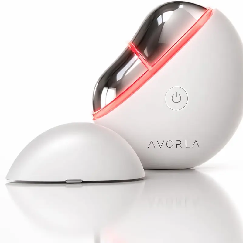 Avorla Gua Sha Glow Tool Cordless Facial Toning Device with Low-Level Current LED & Warming for Eye Face Puffiness Relief 3 Modes Relax Lift Glow for All Skin Types leg massage Daily Gentle Soothing Massager Red-Light Double Chin Reducer