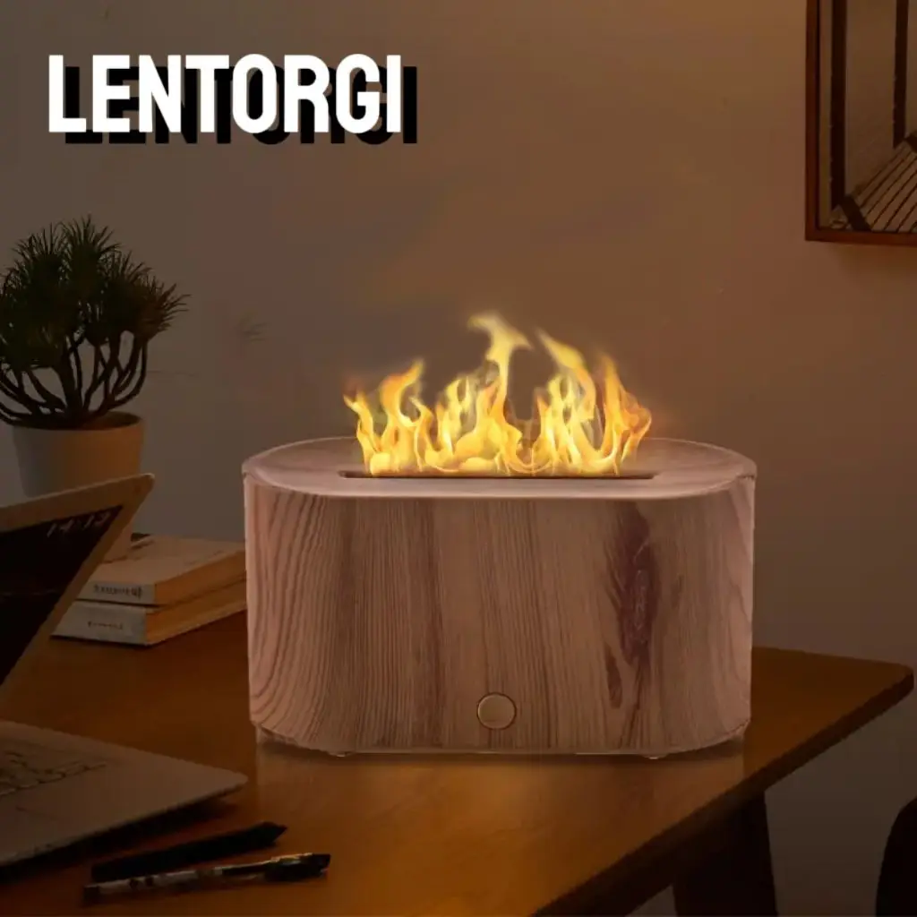 Simulation Flame Air Humidifier, Electric Aroma Diffuser, Noiseless Operation, Upgraded 7 Flame Colors, Noiseless, Essential Oil Diffuser, Suitable fo