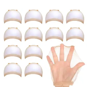 12 Pieces HD Wig Cap for Lace Front Wig, HD Stocking Caps for Wigs Caps for Women, Bald Cap for Wigs Invisible Sheer Wig Caps (6 PACK / 12 PCS)
