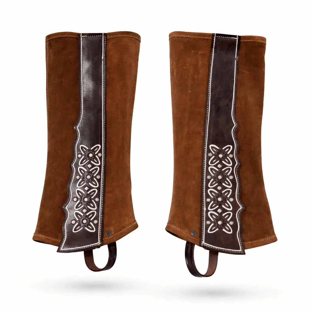 Polainas Cafe Gamuza Pintadas (M) Charras Half Chaps