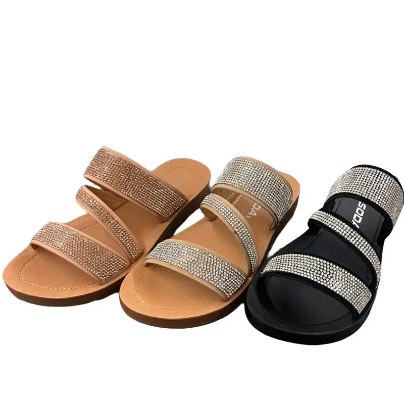 WOMENS RHINESTONE BAND SANDAL WITH LITTLE PLATFORM ZEAL-S