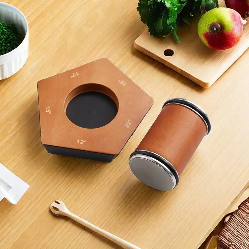 Professional Rolling Metal Kitchen Knife Sharpener Kit, Brown Wooden Kitchenware with 2 Diamond Discs & 5 Magnetic Angles, 12-22° Control for Kitchen Knives