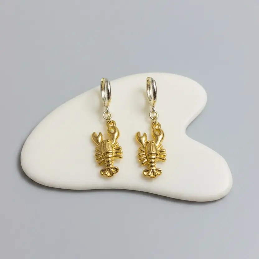 Gold Lobster Earrings