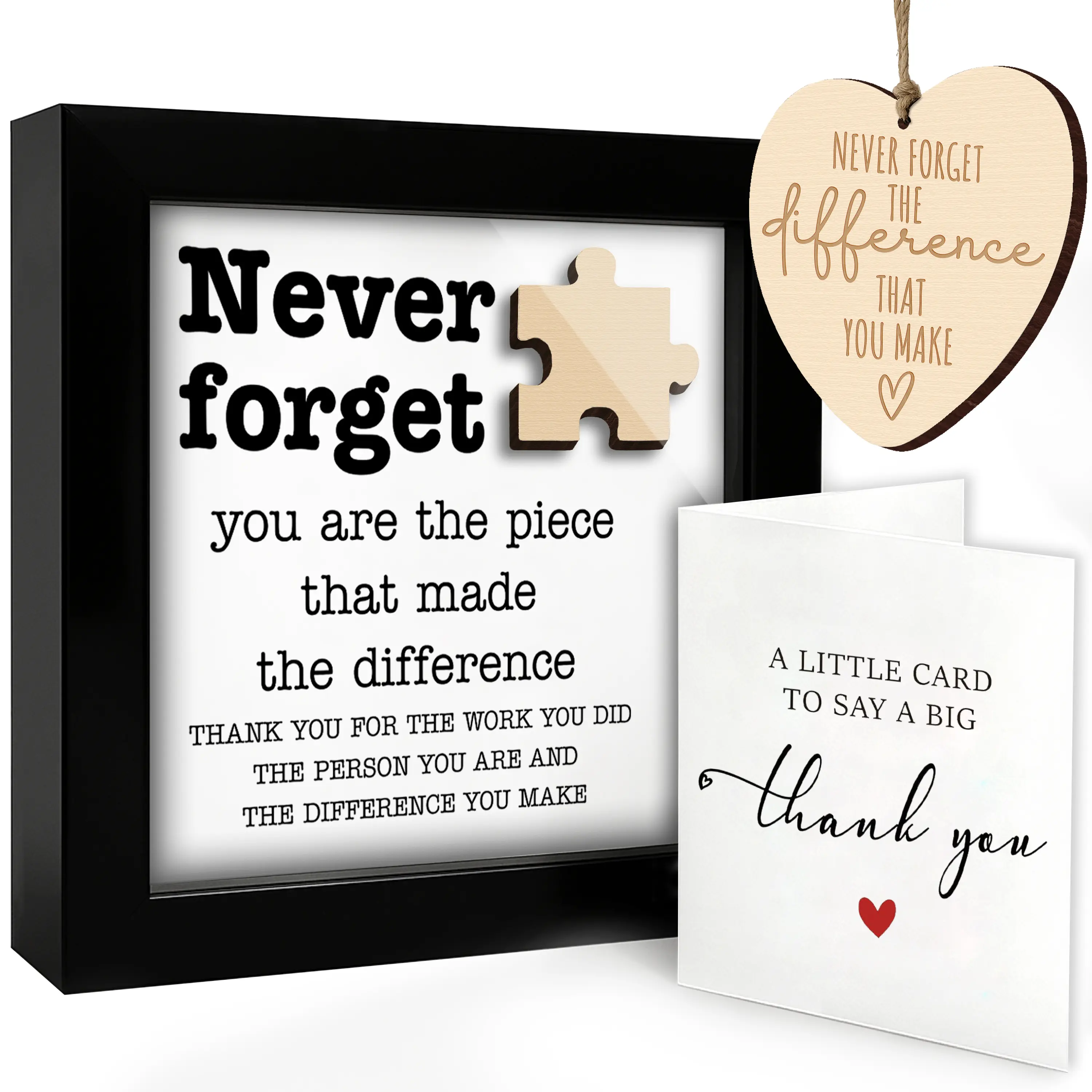 Engraved Heart Gratitude Plaque Sign Set - 4.7x4.7 in Solid Wood Frame, Gift Box with 'Best Wishes' Message, Office Decor, Thank You Gift for Leaders, Retirement Farewell Present, 4.7” X 4.7” X 1”