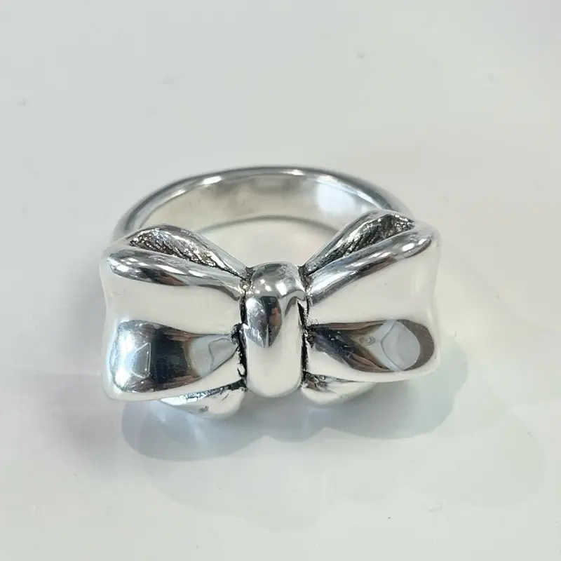 Sterling Silver 925 Lightweight Hollow Bow Ring Electroform Jewelry