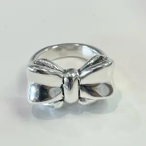 Sterling Silver 925 Lightweight Hollow Bow Ring Electroform Jewelry